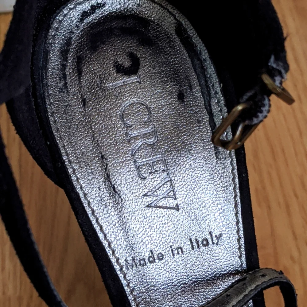 J.Crew Black Women's Glitter Sparkly Etta Strappy High Heels 9.5 Made in Italy - Picture 8 of 9